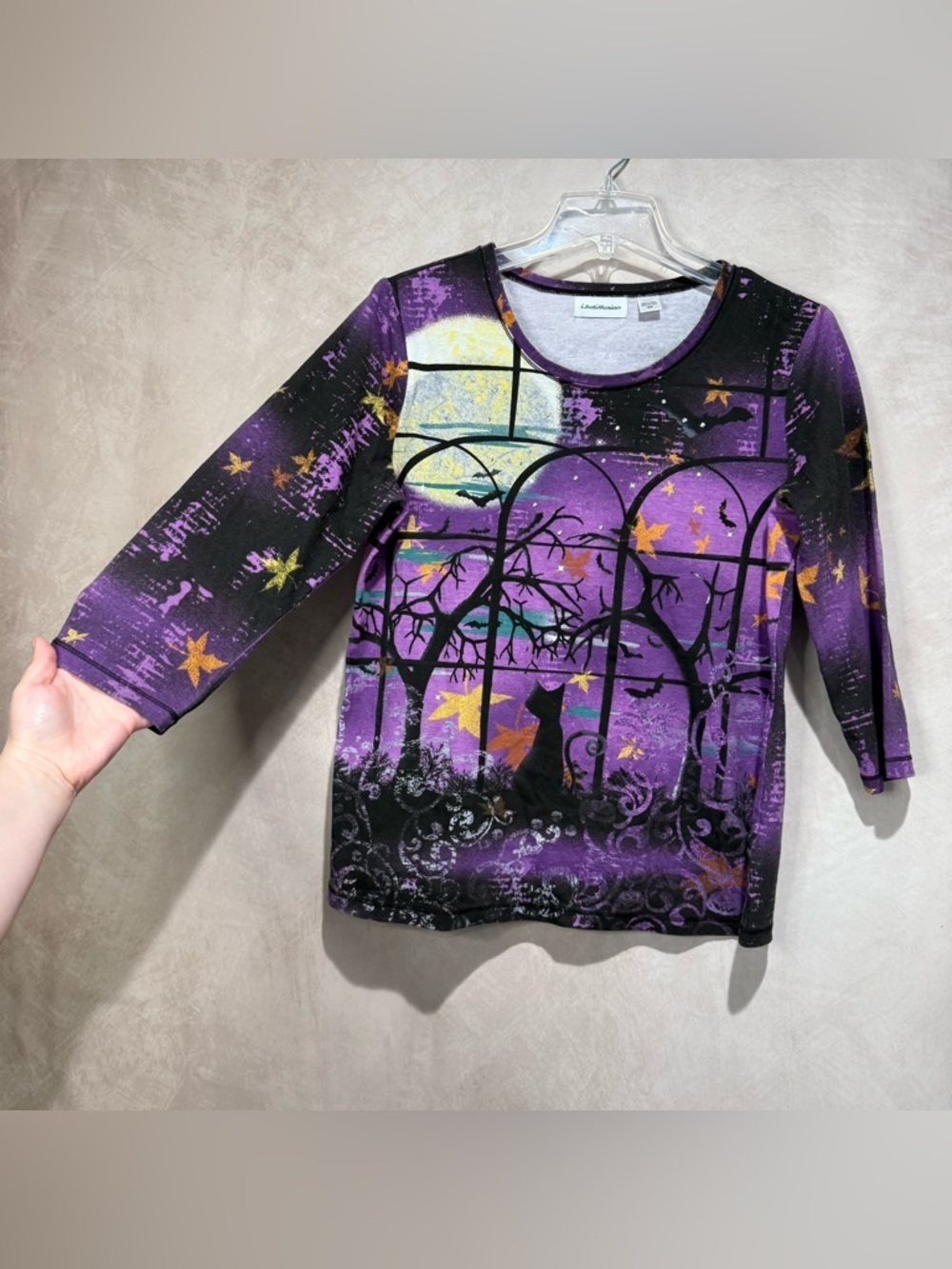 i.b. Diffusion Halloween Gothic Cat Top Purple M - Picture 6 of 8